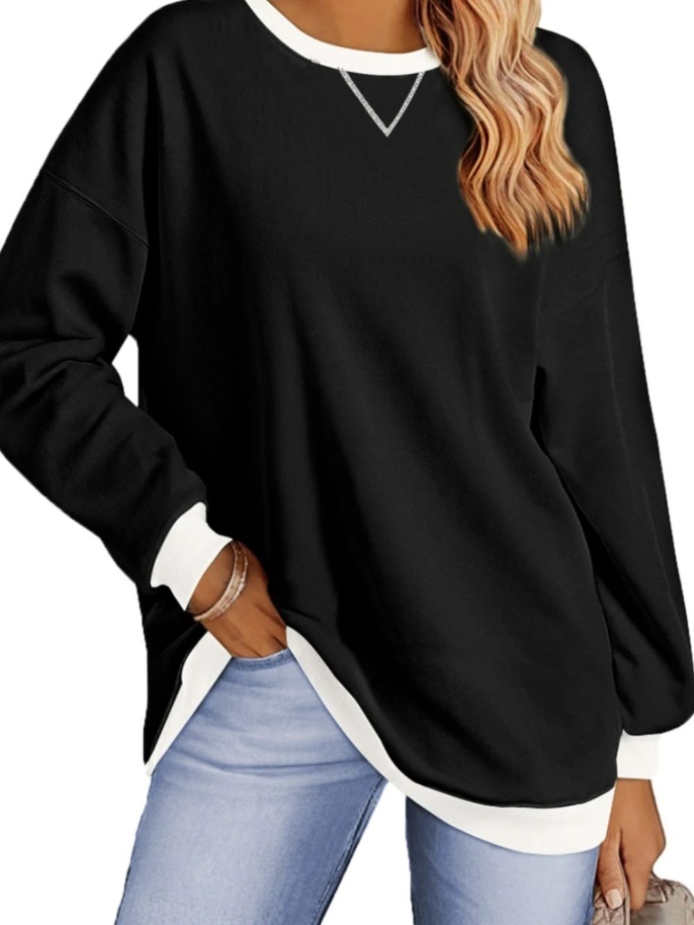 Fantaslook Oversized Colorblock Sweatshirt 3XL Black White NWT - Picture 6 of 14